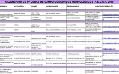 Calendario Concursos Morfológicos 2019